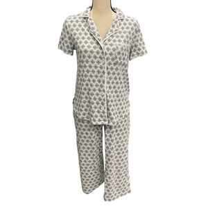 Jane and Bleecker Light Blue and Pink Print Capri Pajama Set